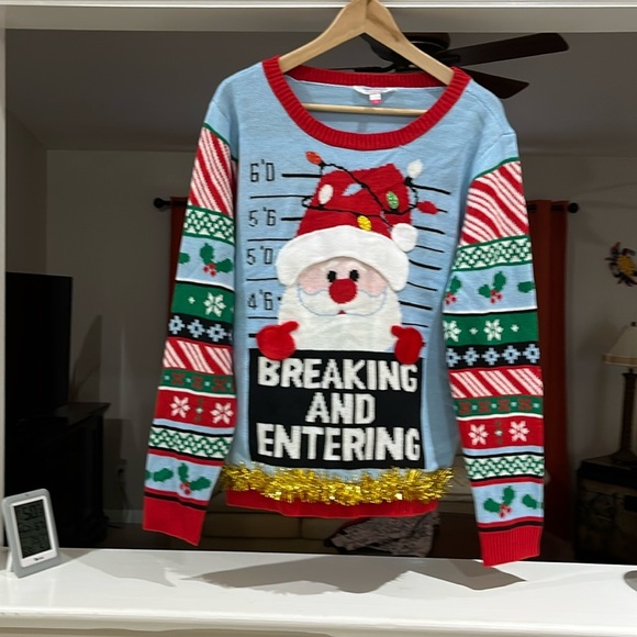Santa Breaking And Entering Ugly Christmas Sweater Size XXL - Picture 1 of 6